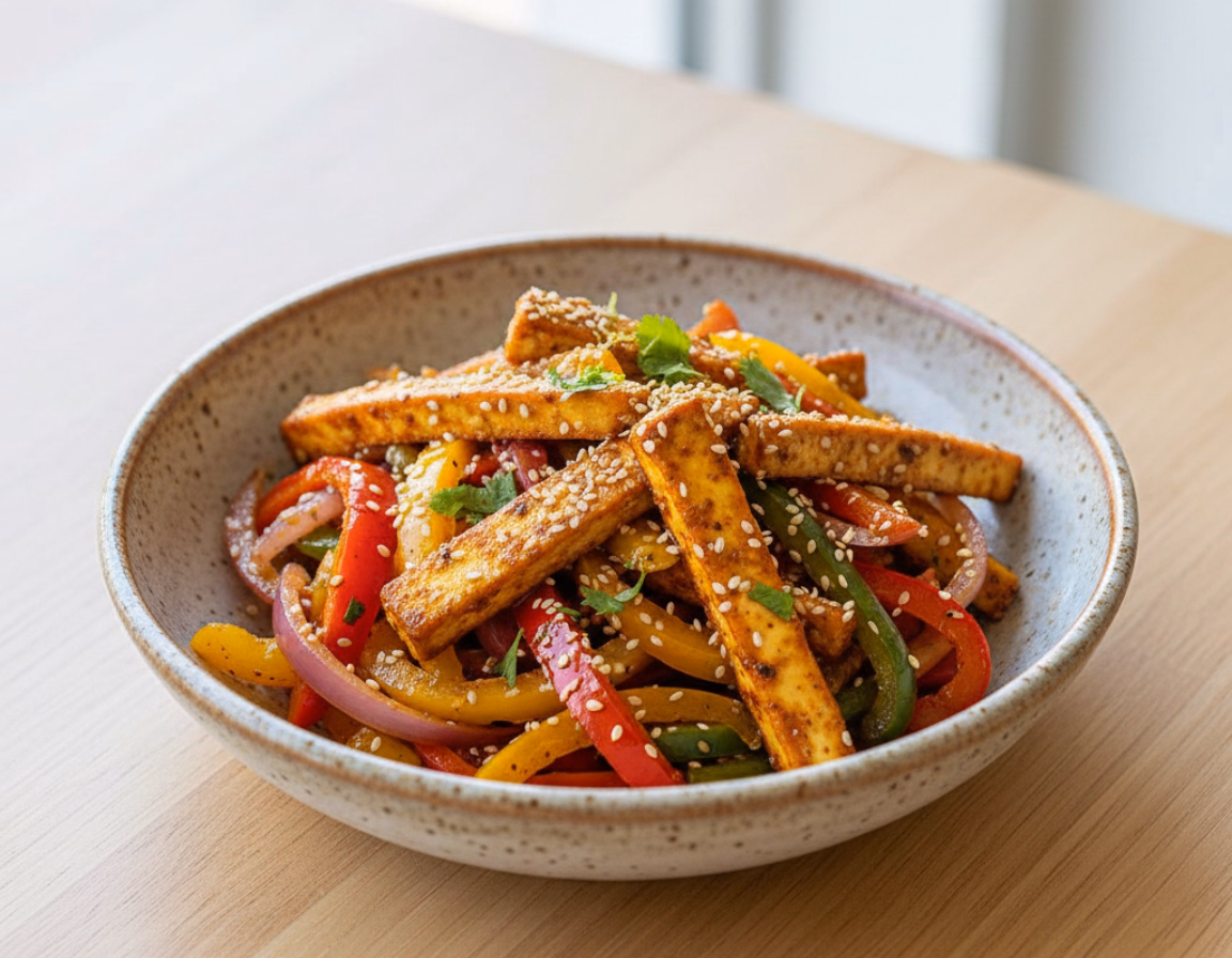 Spiced Paneer & Bell Pepper Stir-Fry with Toasted Sesame